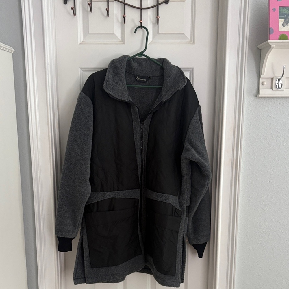 Browning Two-Tone Gray and Black Fleece Coat